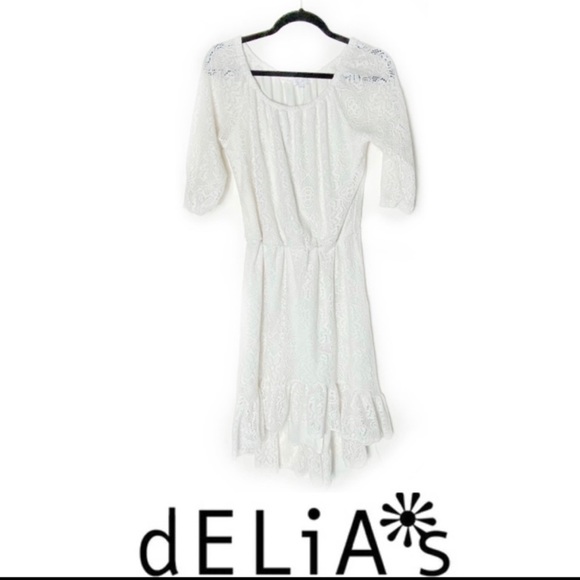 dELiA*s Dresses & Skirts - Delia’s EUC L White Lace 3/4 Sleeve Dress